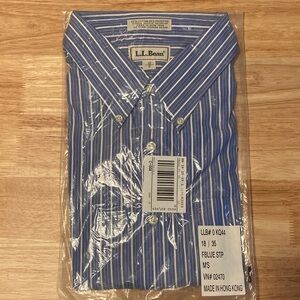 L.L Bean Collared Shirt men’s size 18/35 blue and white striped XXL